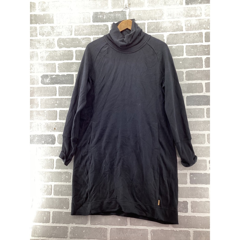 Merrell Womens Black Cowl Neck Sweatshirt Dress Long Sleeve Pocketed Size Large